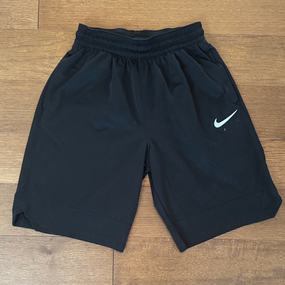 Nike Men’s Black Athletic Shorts with White Swoosh